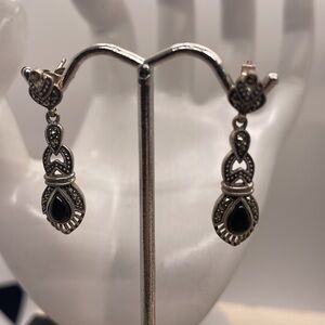 Dainty Marcasite Sterling Silver Earrings